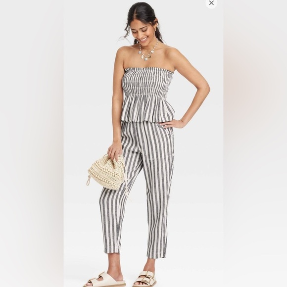 Universal Thread Black and White Striped Linen Set NWT - Picture 1 of 8